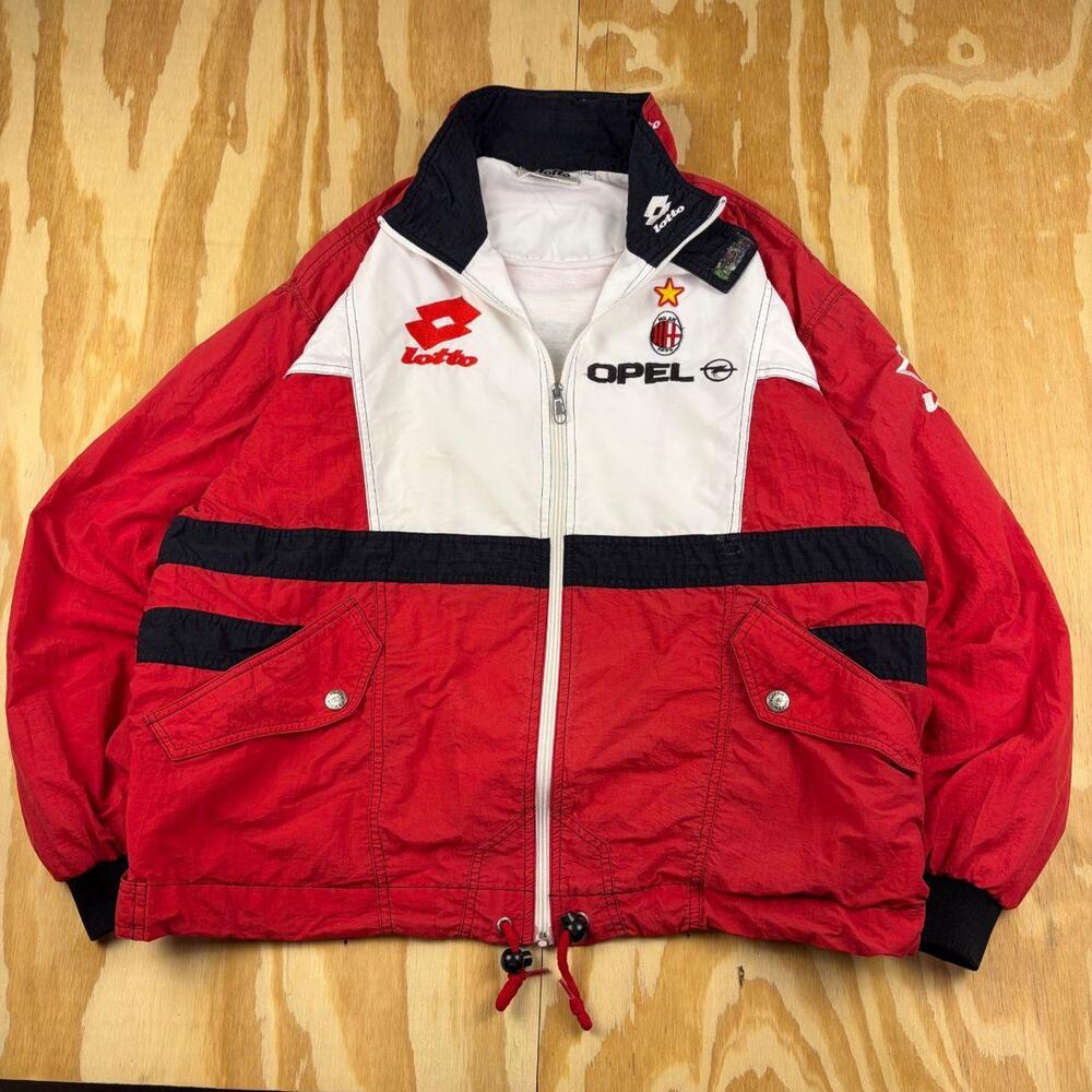Vintage 90s Lotto AC Milan OPEL Track Jacket – Black/Red – Men’s XL